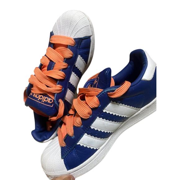 Adidas Superstar Knicks 'Collegiate Royal White Easy Orange Men Sneakers-Size: 7 - Picture 7 of 8